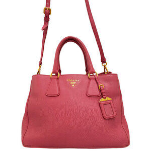 Prada Vitello Daino leather tote rolled leather top handles Pink
